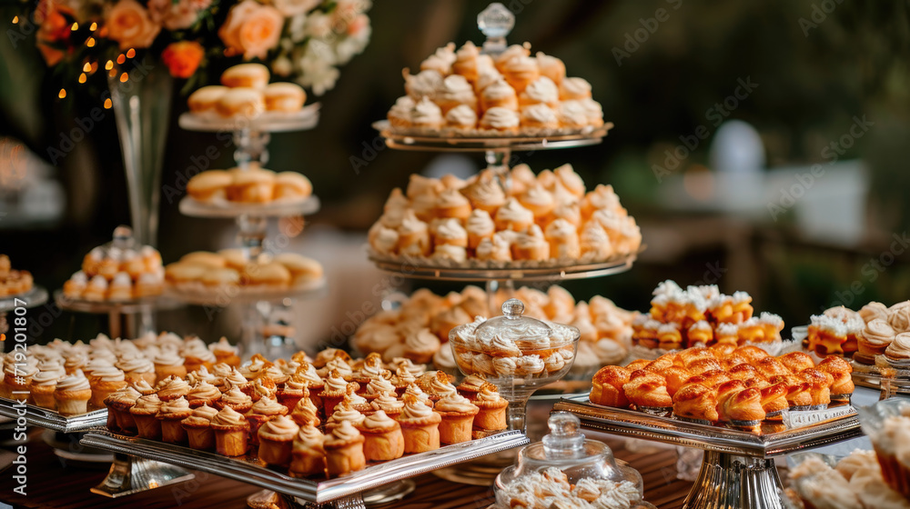 Dessert table at a wedding reception.