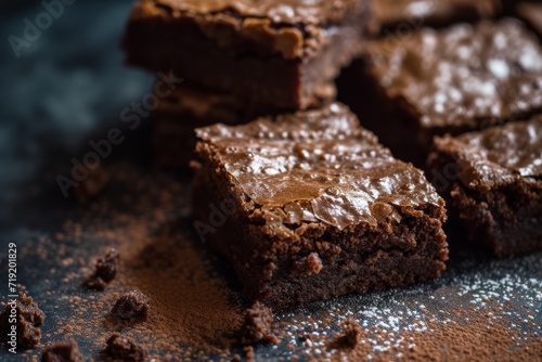 sweet chocolate brownie close up