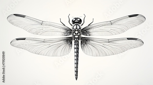 Black Odonata dragonfly line drawing illustration
