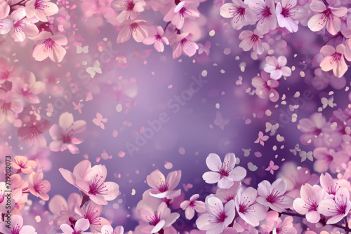 Color Sakura Vector Panoramic Transparent Background. Blossom Soft Backdrop. 