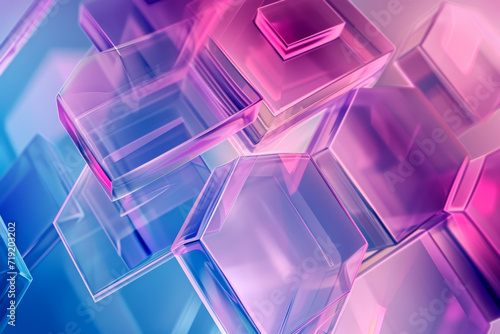 Abstract background glass shiny transprent hexagon shapes overlapping eath other. photo