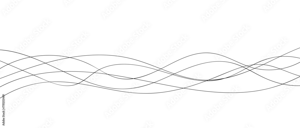 Thin line wavy abstract vector background.