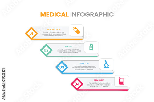 Vector medicine infographic. Infographic template for medicine presentation design. Infographic Includes vector elements: diagrams, charts, bars, medicine icon set, infographic metaphors.