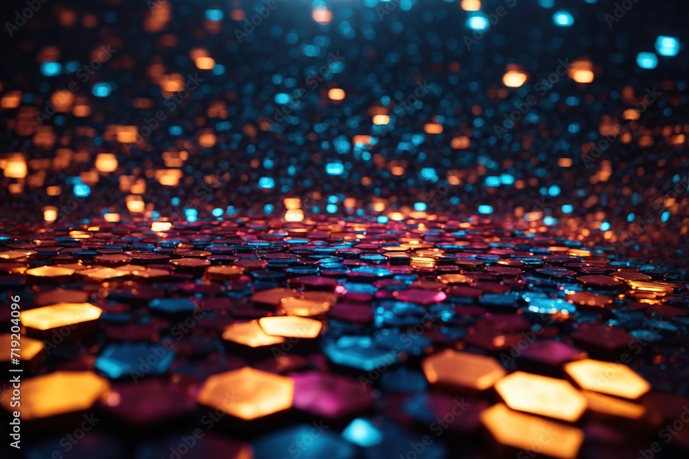 Fototapeta premium Abstract background hexagon pattern with glowing lights