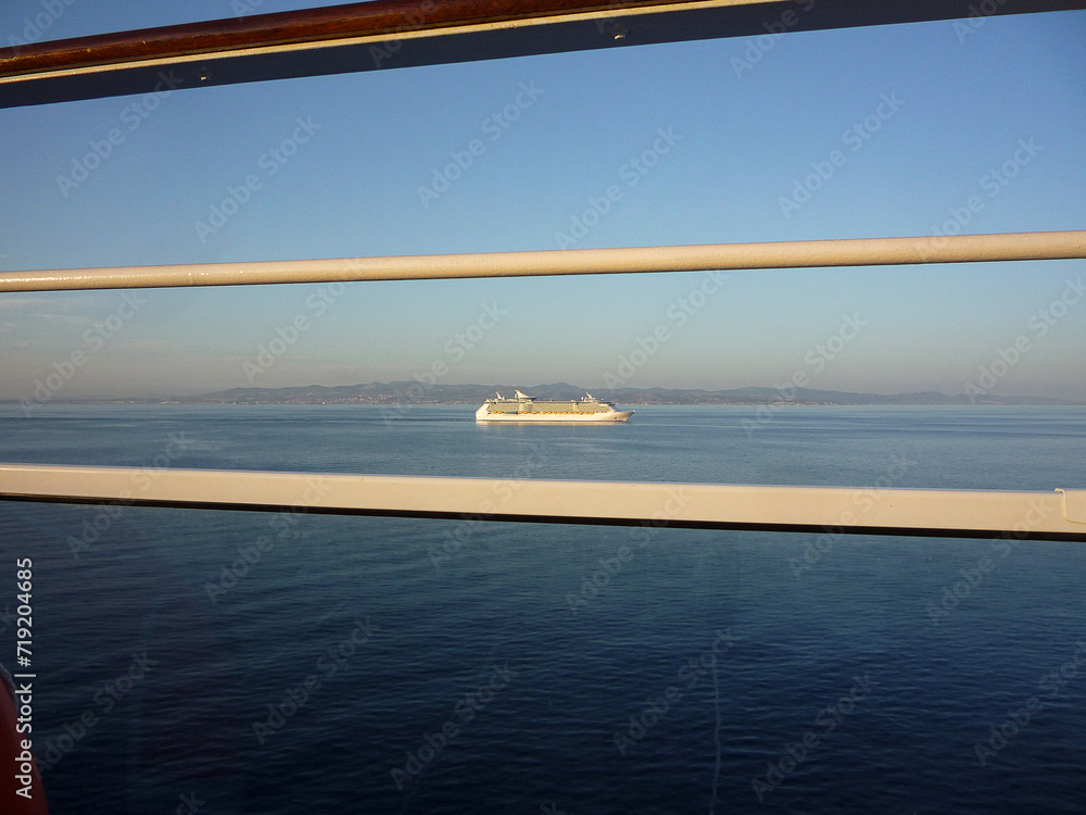 Mega family cruiseship cruise ship liner Liberty at sea