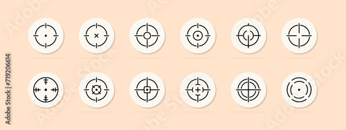 Sight set line icon. Advertising, target, sniper, target audience, optics, shooting, weapons, firearms. Pastel color background. Vector line icon for business and advertising