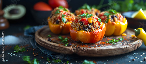 Vegan Stuffed Bell Peppers with Quinoa, Black Beans and Mexican Spices