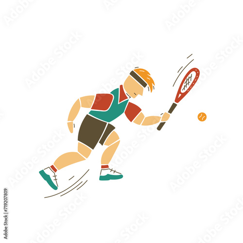 Tennis Player Abstract Geometric Style Vector Illustration.