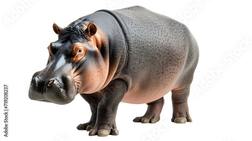 Hippopotamus Standing on White Background