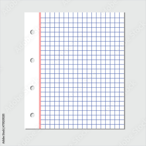 Blank loose leaf notebook paper background. Realistic line paper note. Notebook paper with lines design. Blank notebook paper sheet with lines vector