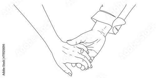 Couple holding hand line art style vector eps 10