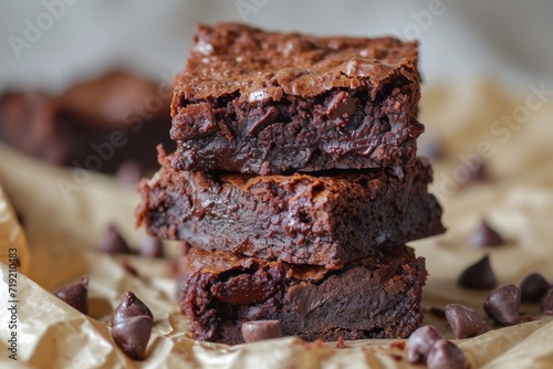sweet chocolate brownie close up