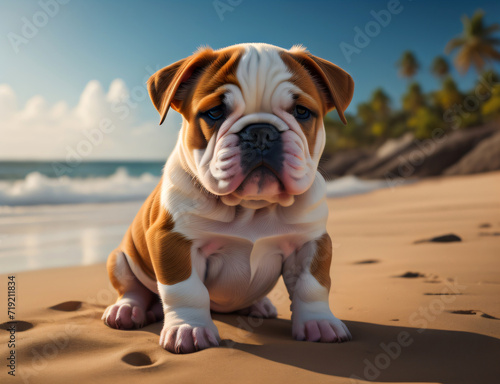 junge Bulldogge am Strand © DeMitoBella