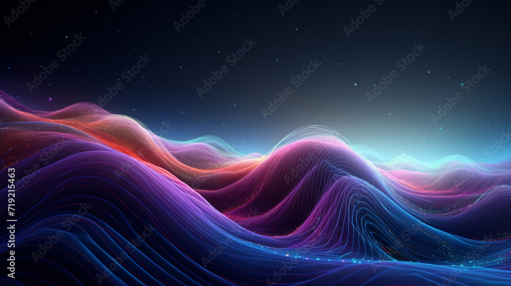 waves and light abstract modern illustration, in the style of data visualization,