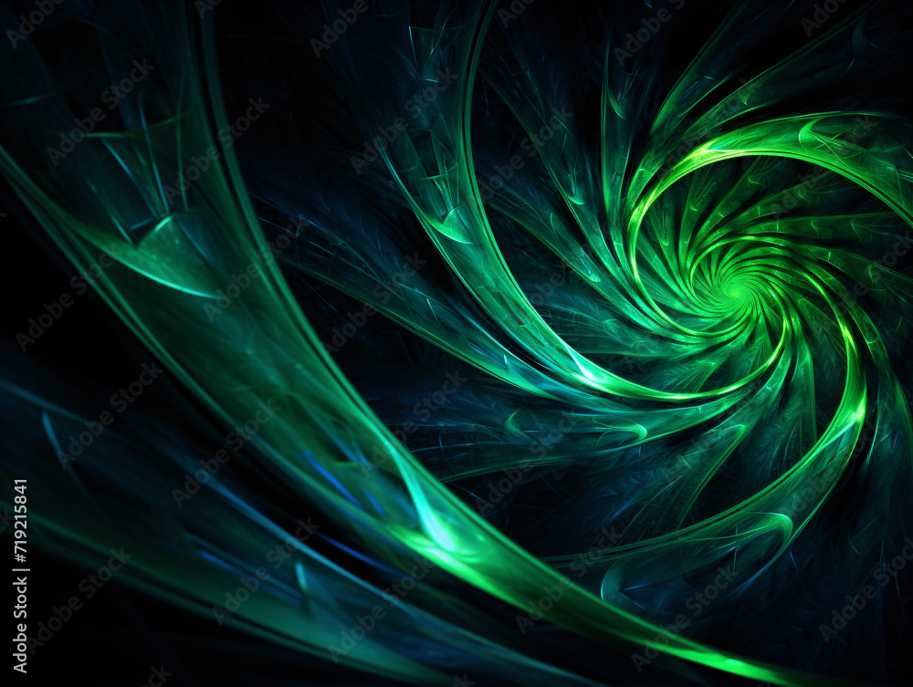 Naklejka premium fractal digital art fractal graphic art fractal art, in the style of dark green and turquoise