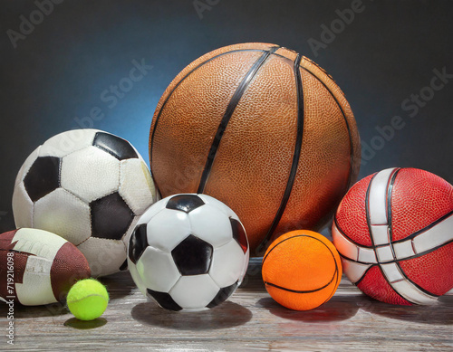 Different balls for various sports isolated on white, collection