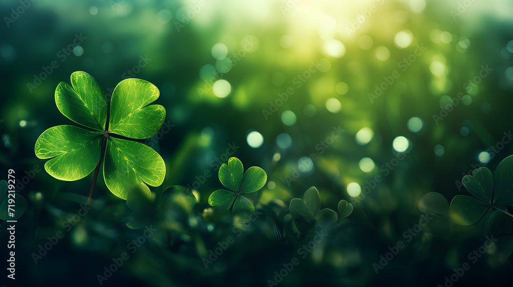 Natural landscape of four-leaf trees. Bokeh light effect. Natural landscape of four-leaf trees. Bokeh light effect.