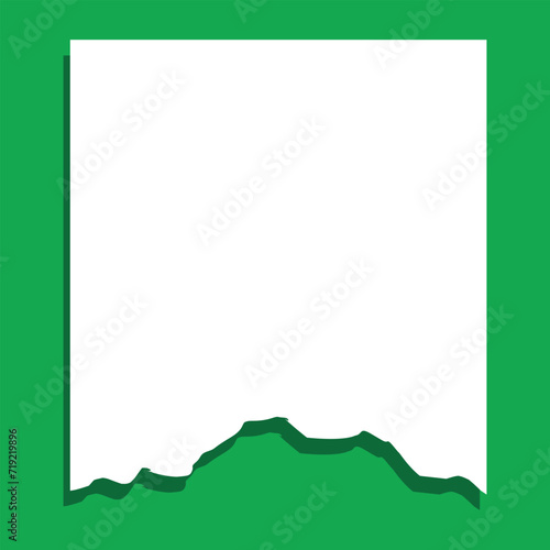 Set of torn paper different shapes. collection of ripped paper with green background. Vector illustration.
