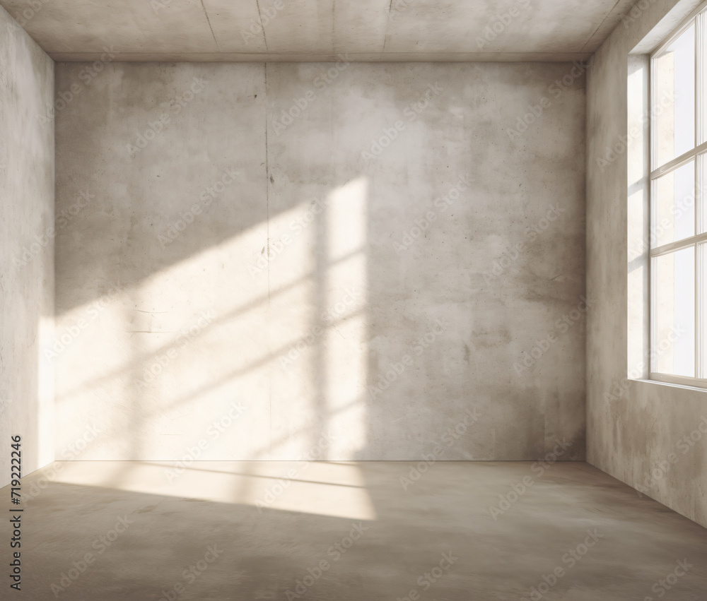 room with sunlight behind a wall with windows, in the style of concrete, monochrome palette, light & shadow room with sunlight behind a wall with windows, in the style of concrete, monochrome palette, light & shadow