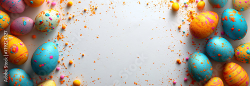 Group of Colorful Eggs With Sprinkles - Festive and Vibrant Easter Treats for All Ages. Generative AI.