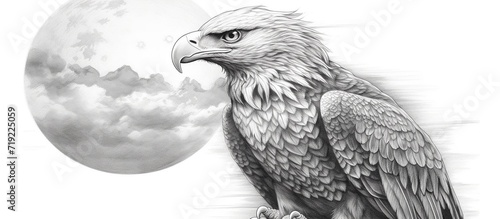 Sketch of eagle. Hand drawn illustration converted photo