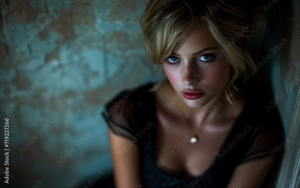 Woman with an expression of secretiveness Woman with an expression of secretiveness