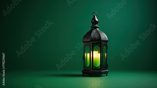 Ramadan Blue Lantern Islamic Ornament Blurry Bokeh Background