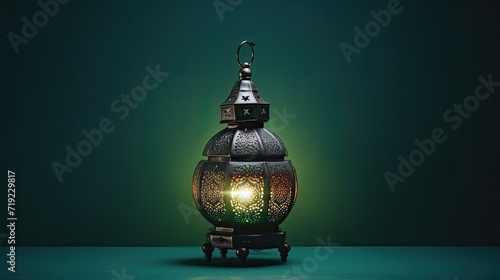 Ramadan Blue Lantern Islamic Ornament Blurry Bokeh Background