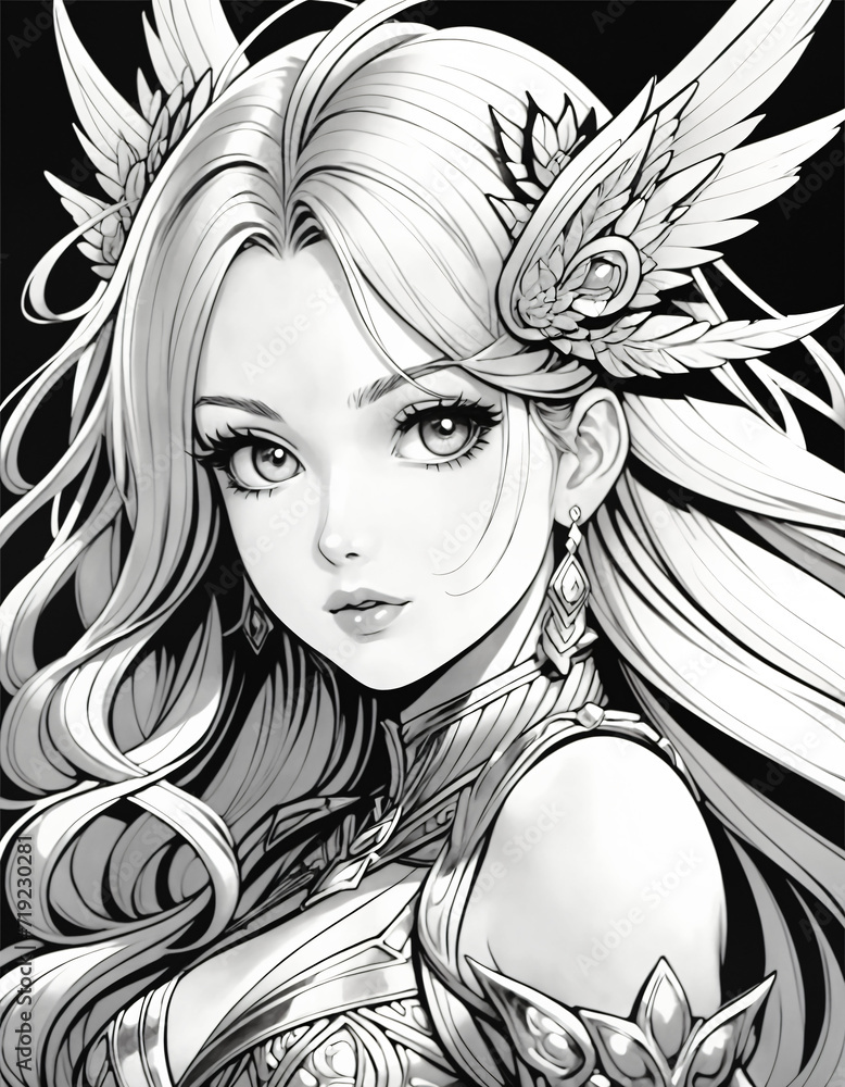 Fototapeta premium Fantasy Girl coloring book