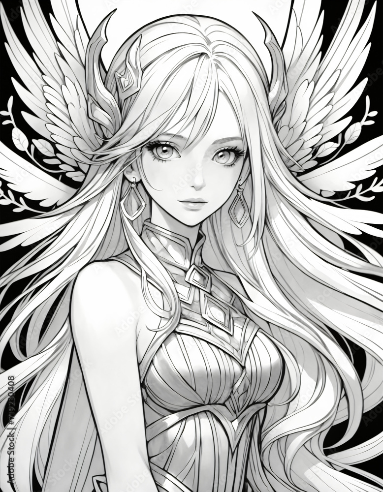 Fototapeta premium Fantasy Girl coloring book