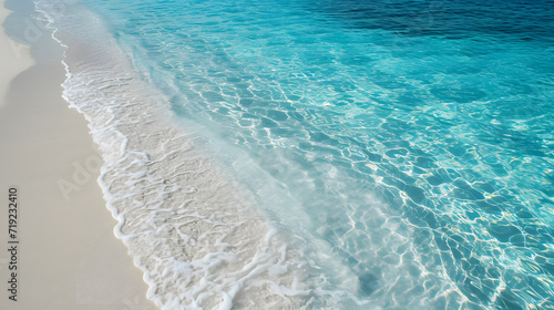 Beautiful tropical beach along the coastline, seaside view of sandy beach. blue sky, background wallpaper.