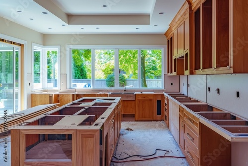 Home kitchen under construction photo