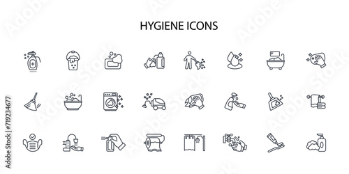 Hygiene icon set.vector.Editable stroke.linear style sign for use web design,logo.Symbol illustration.
