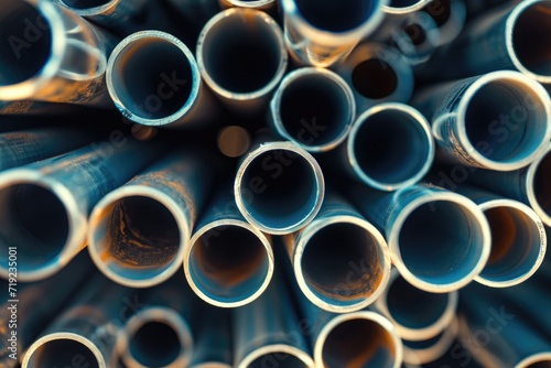 Steel pipes stacked on each other