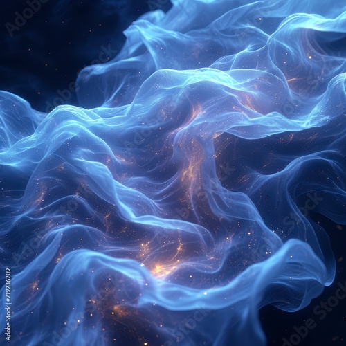 Abstract Blue Glowing Shapes Fantasy Light, 3d illustration