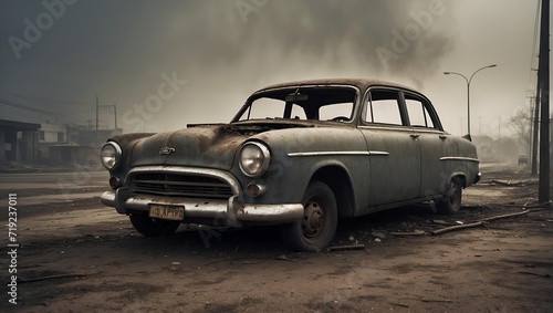 old car in the abandoned city © kapie arts
