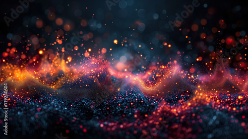 Blurry Colorful Lights on Dark Background Illuminate Nighttime Scene. Generative AI.