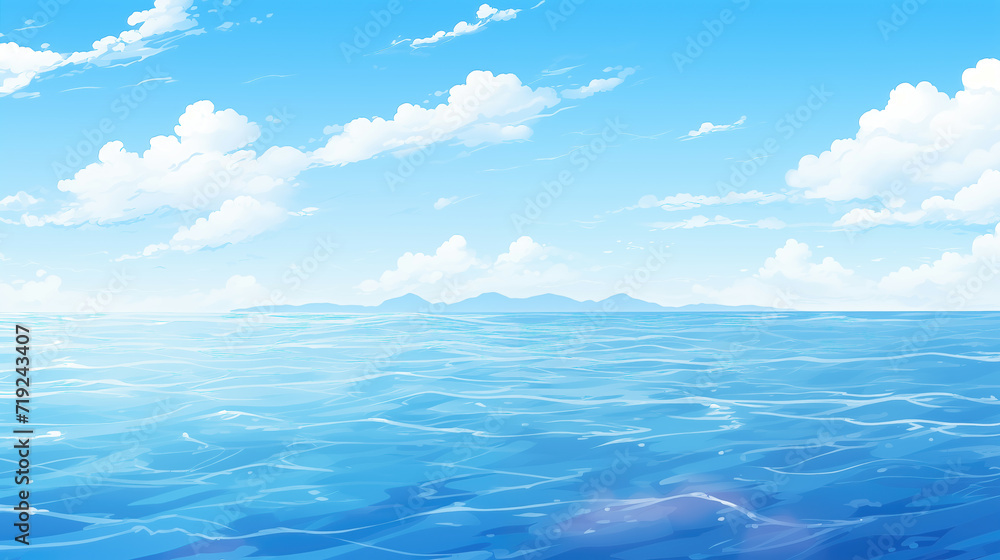 clear ocean with small waves, anime manga artwork