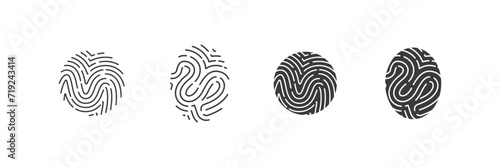 Fingerprint vector icon. Finger sensor scanner button.