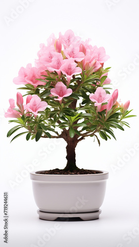 retro vantage desert rose flowers small tree in bonsai style ceramic Japanese vase pot, furniture cosy houseplant cutouts isolated