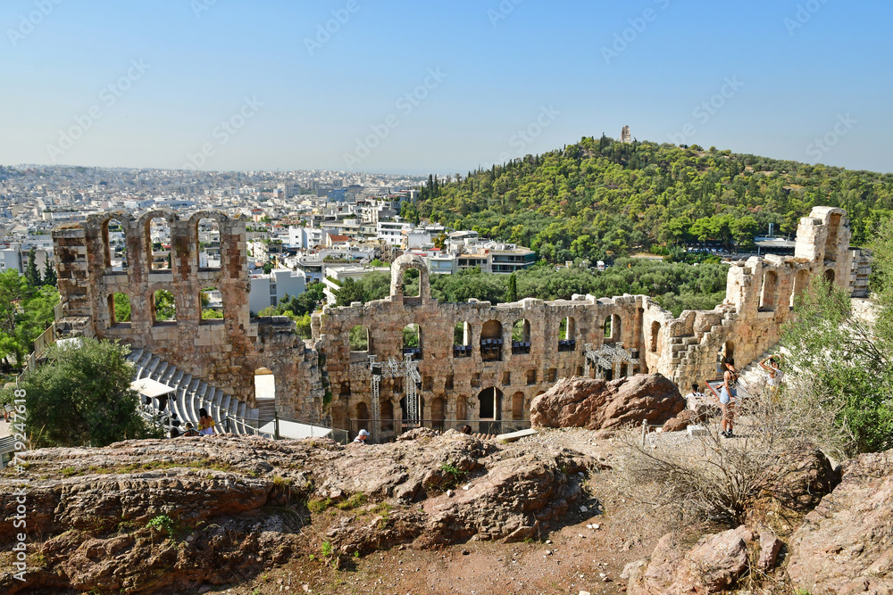 Athens; Greece - august 29 2022 : Odeon of Herodes Atticus