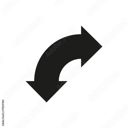 Dual semi circle wide bold arrow. Vector illustration. Semicircular curved thin long double ended arrow. 