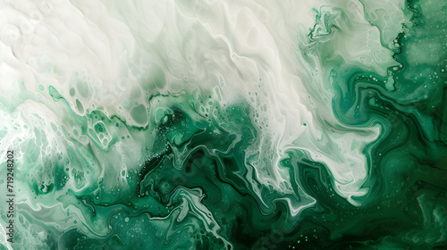 Green white fluid art. Abstract acrylic painting background. marble texture photo