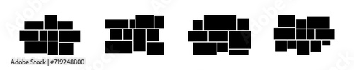 Photo collage vector set. Template photography frame. Black empty photograph. Vector 10 Eps.