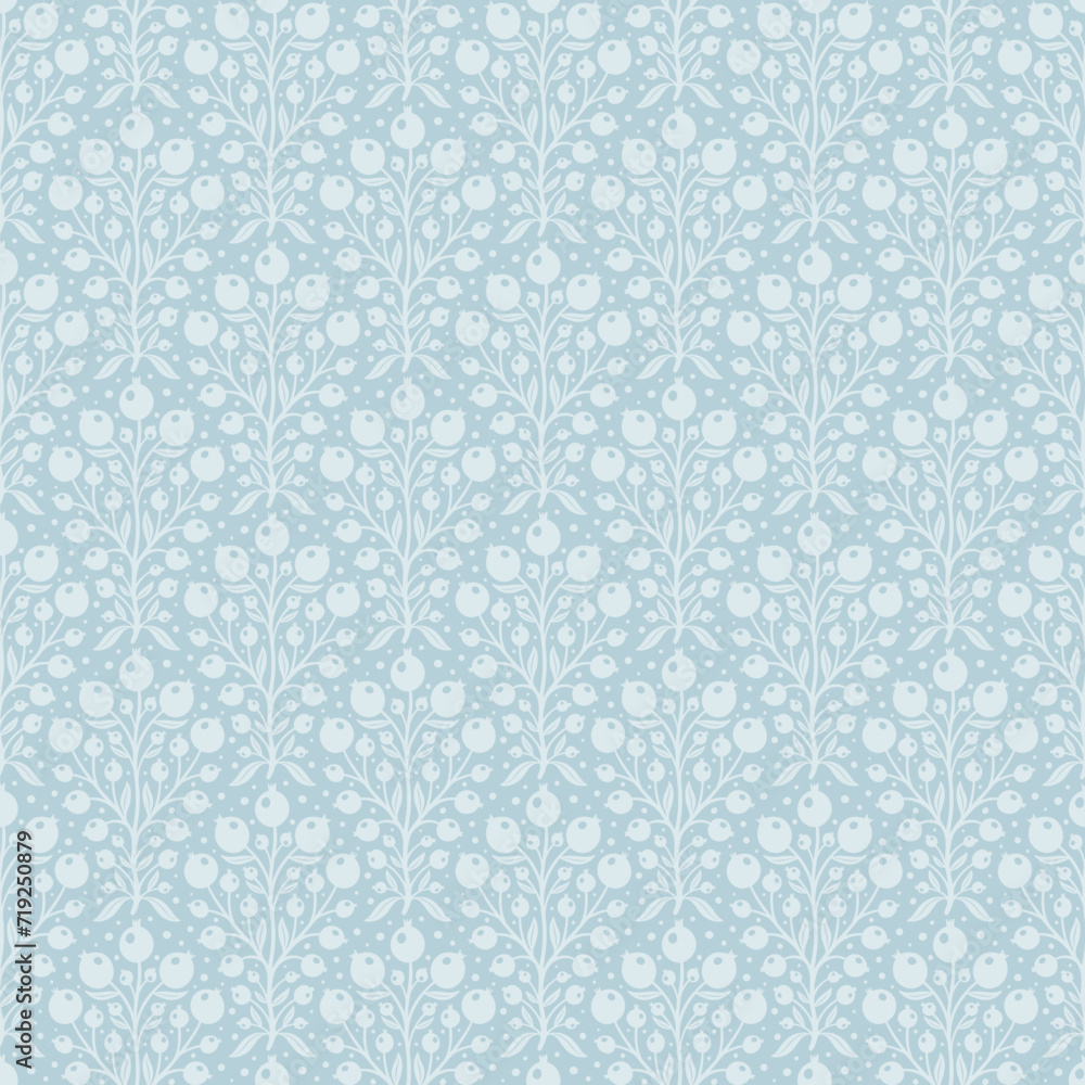 Hand drawn decorative doodle berries seamless pattern, silhouette scandinavian simple flower texture Hand drawn decorative doodle berries seamless pattern, silhouette scandinavian simple flower texture
