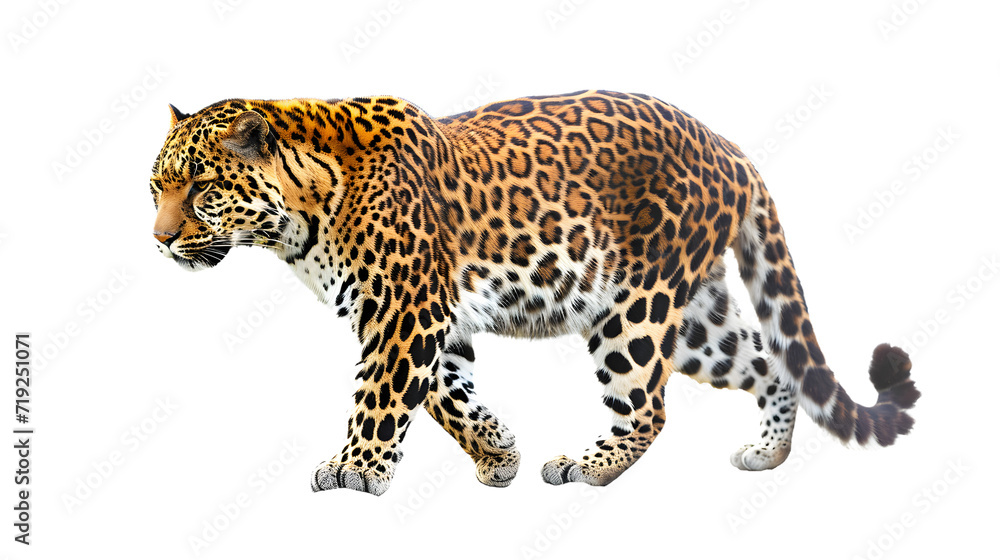Large Leopard Walking on White Background Large Leopard Walking on White Background