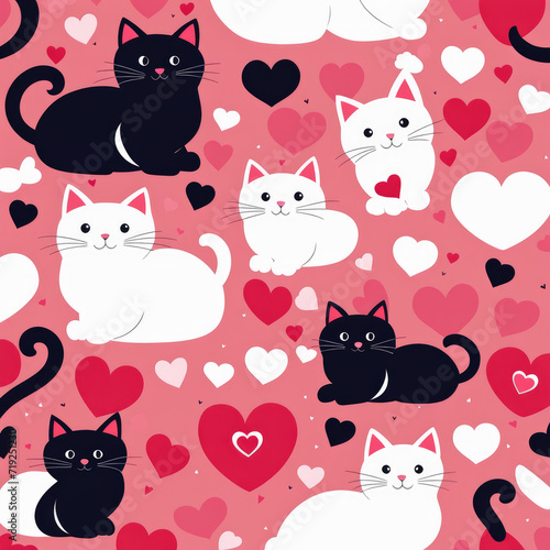 Wallpaper Mural Hhappy Valentines Day for cute cat, love heart. Torontodigital.ca