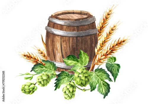 Beer, Octoberfest concept. Hand drawn watercolor illustration isolated on white background