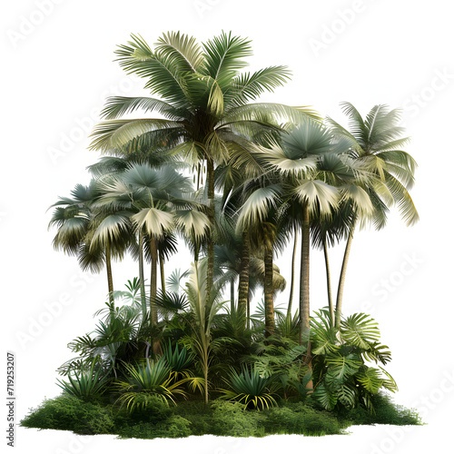 Tropical palm trees isolated on white background  text area  png 