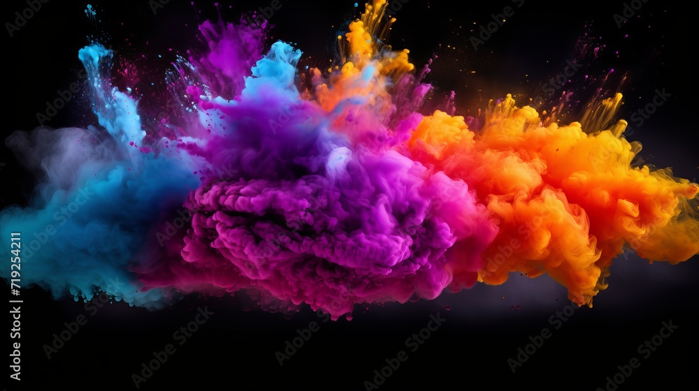 During the happy holi festival, there was a colorful powder explosion. During the happy holi festival, there was a colorful powder explosion.